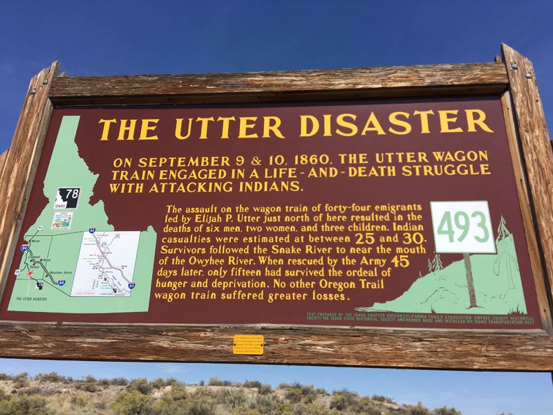 Historical Marker along the Oregon Trail - The Utter Disaster