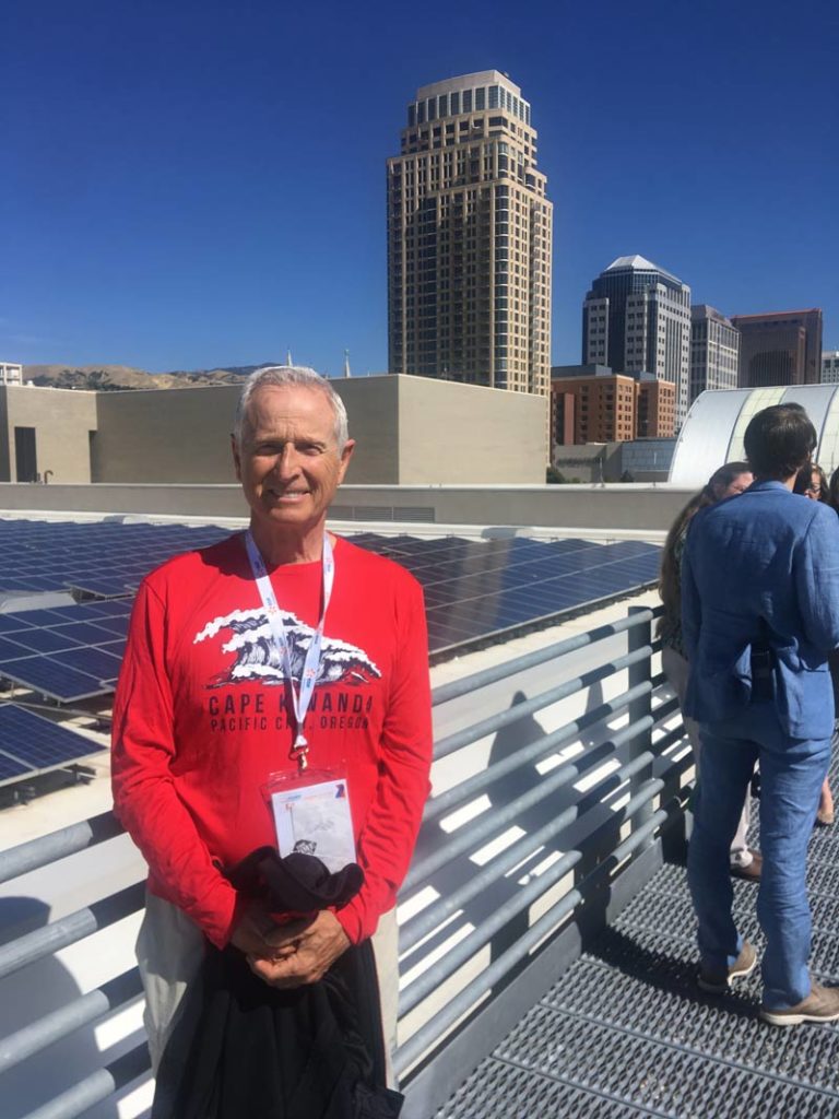 John Patterson at the top of the Salt Palace Convention Center, host to a 1.6 megawatt PV system