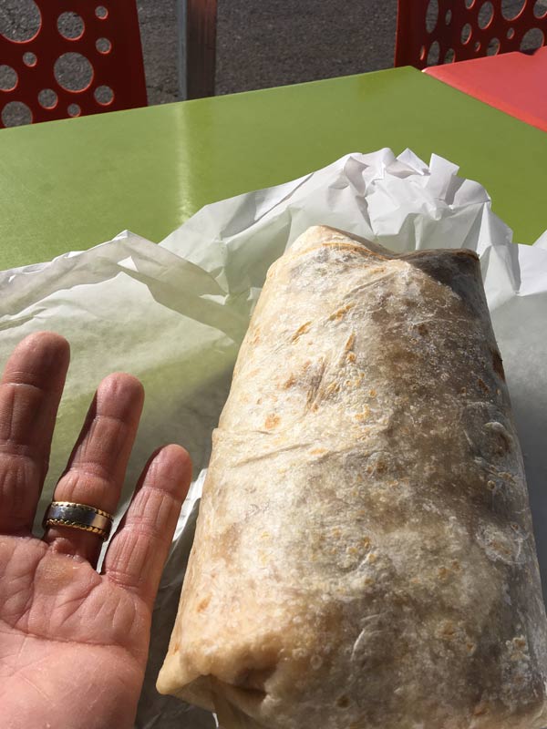 Giant burrito I got at a Food Truck in Paradise, CA