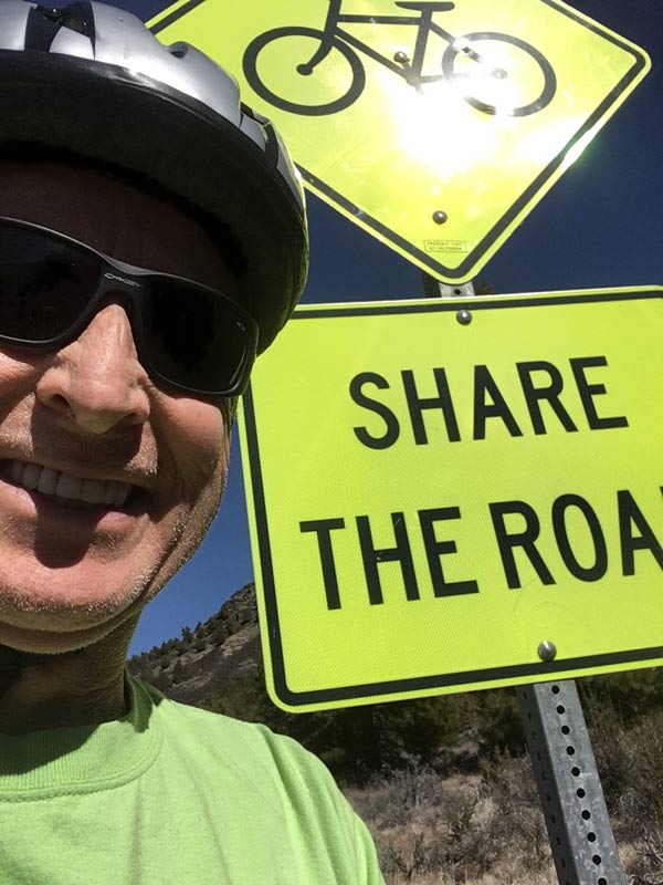 Share the Road sign with a bicycle above - we agree wholeheartedly!