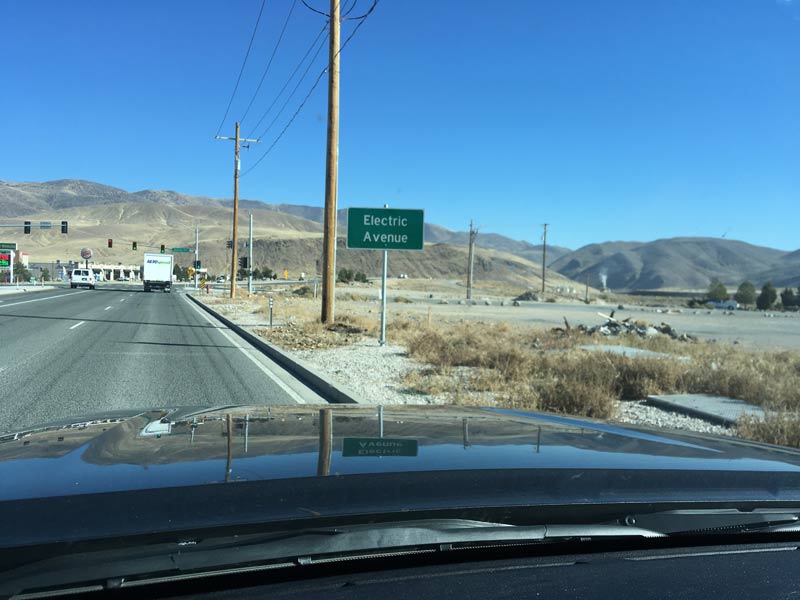 The road sign for the street the Tesla Gigafactory is on, appropriately named Electric Avenue.