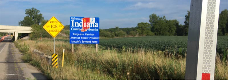 Indiana welcome sign