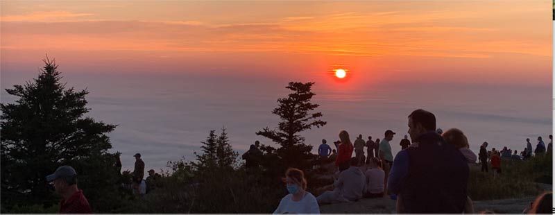 Viewing the sunrise on Cadillac Mountain in Acadia National Park, Maine