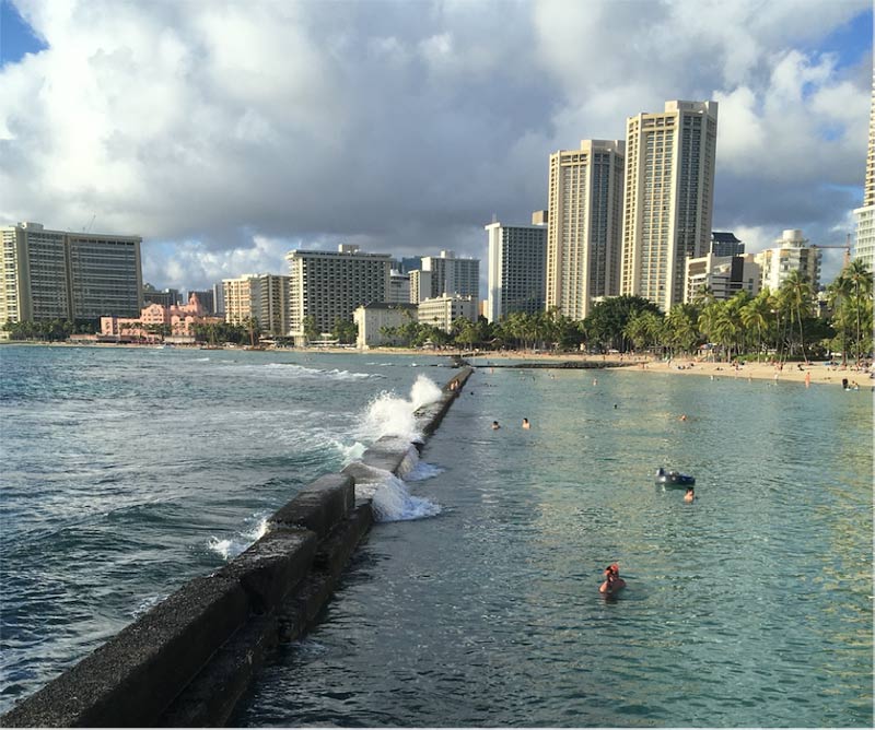 At 7 a.m. this is my own 200-meter endless pool at Waikiki Beach