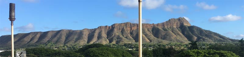 Diamond Head from the terrace of The Deck Restaurant